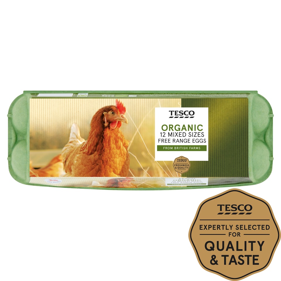 Tesco Organic 12 Mixed Sizes Free Range Eggs