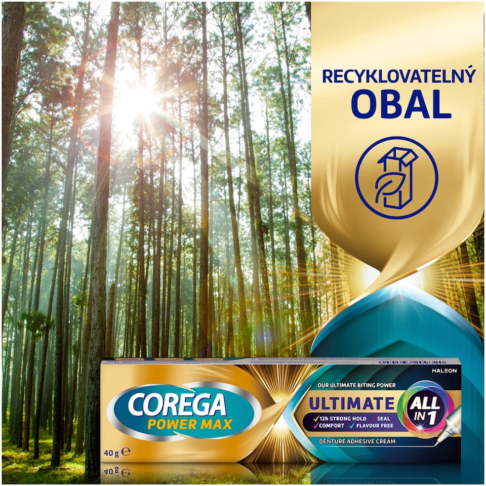 Obrázek 1 pro produkt Corega Power Max Ultimate All in 1 fixační krém pro zubní náhrady 40g