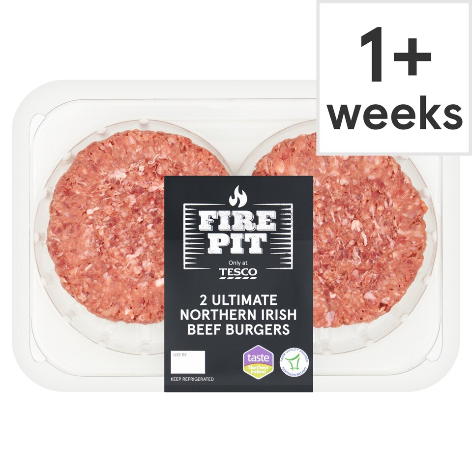 Tesco Fire Pit 2 Ultimate Northern Irish Beef Burger 400g