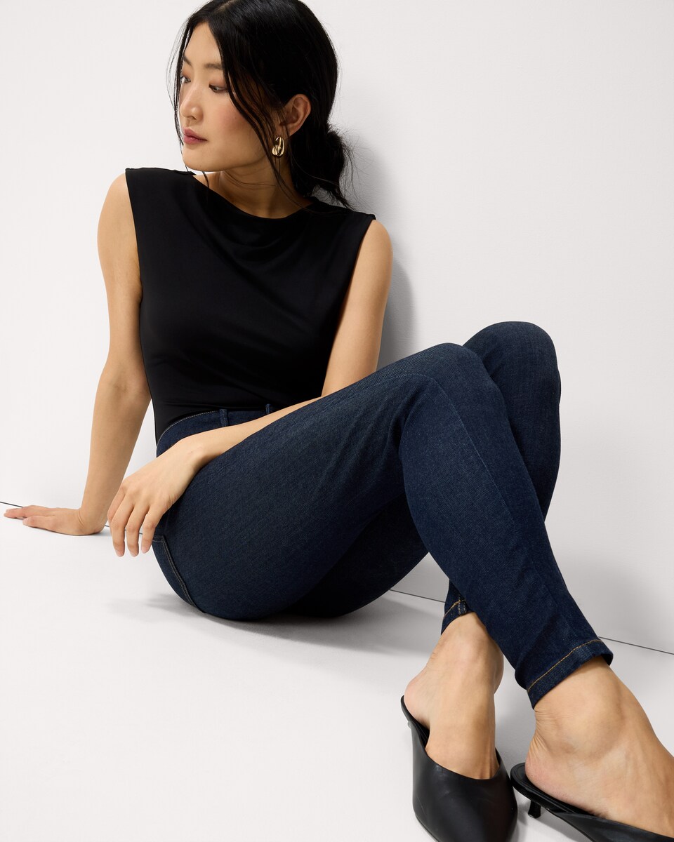 image 1 of F&F Contour FREEFIT® High Rise Skinny Jeans in Navy