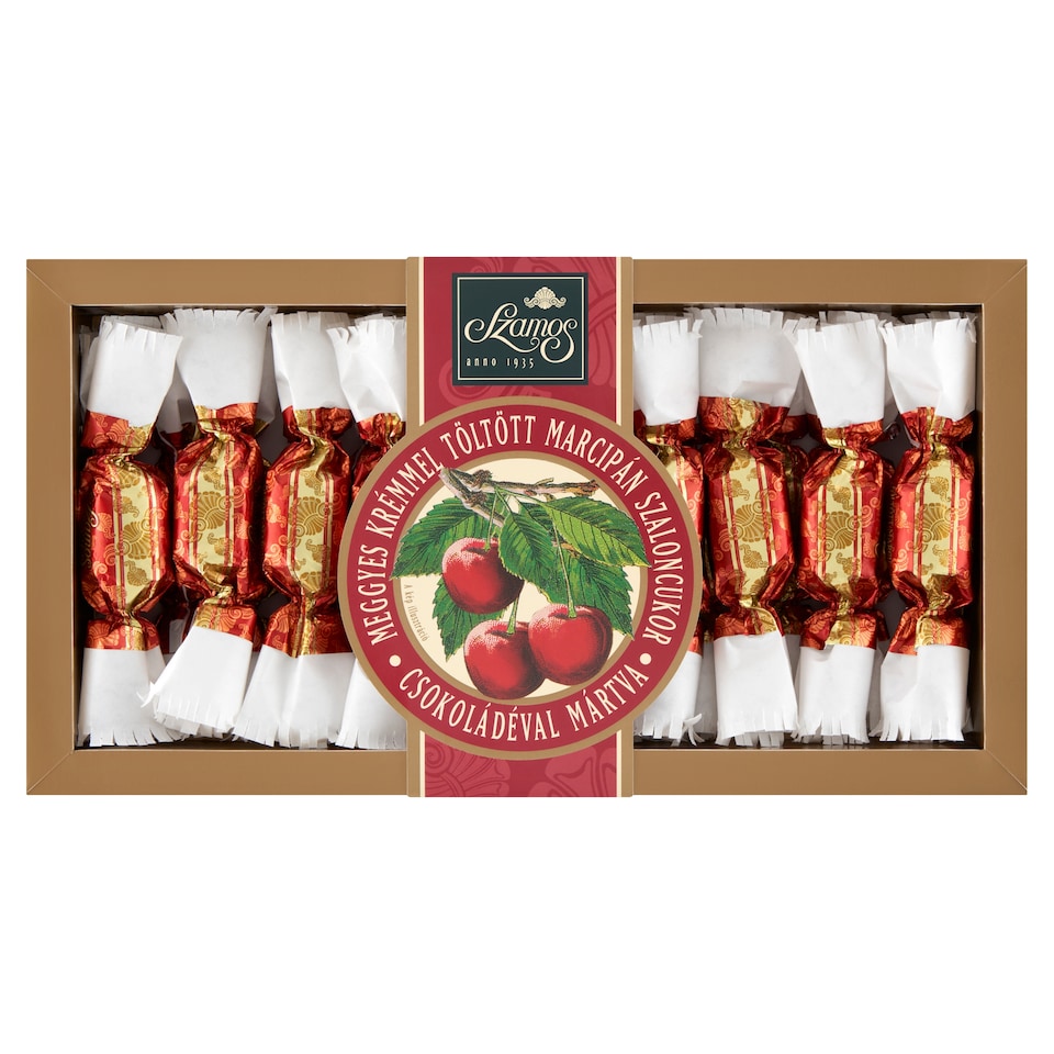 Szamos meggyes krémmel töltött marcipán szaloncukor csokoládéval mártva 250 g