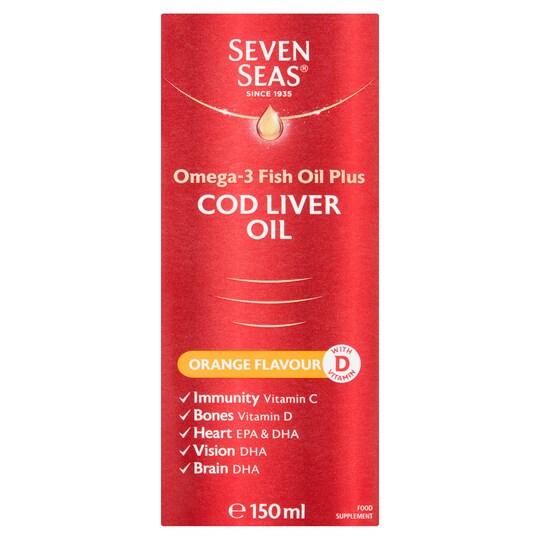 Seven Seas Cod Liver Oil Orange Flavour Liquid 150 Ml Tesco Groceries