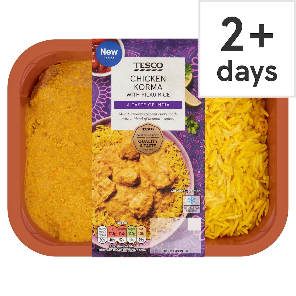 Tesco Chicken Korma With Pilau Rice 400g