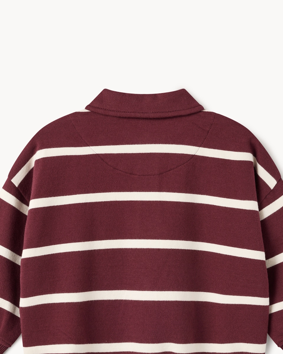 image 1 of F&F Boys Pure Cotton Striped Rugby Sweatshirt in Purple