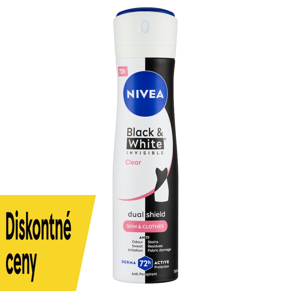 obrázok 1 z Nivea Black & White Invisible Clear Sprej antiperspirant 150 ml