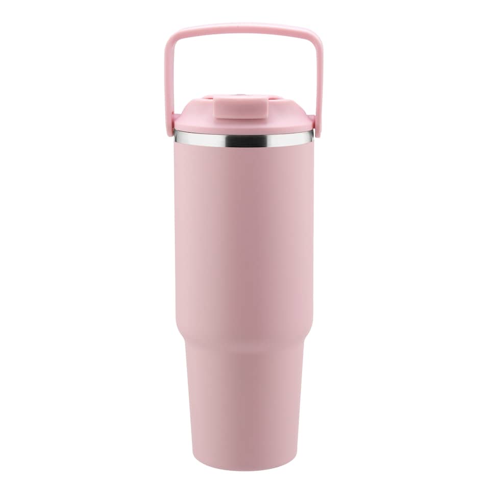 Tesco Pink Top Handle Metal Water Bottle 880ml