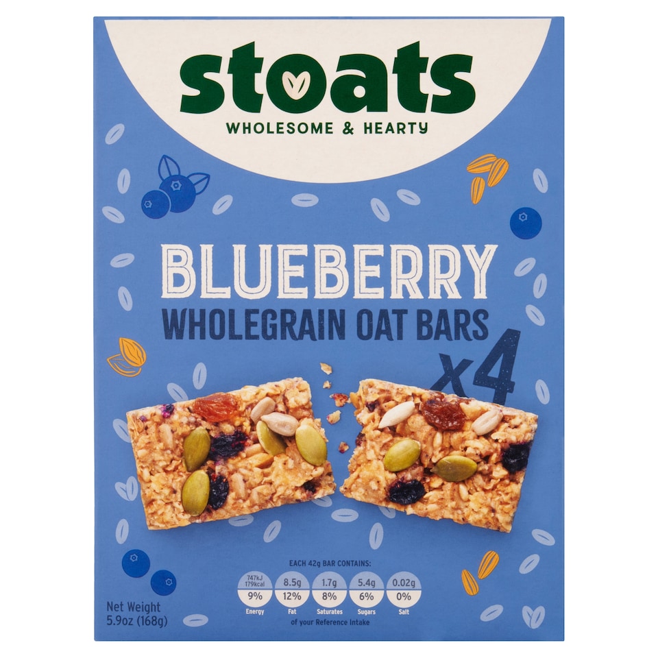 Stoats Blueberry & Honey Porridge Oat Bars 4 x 42g (168g)