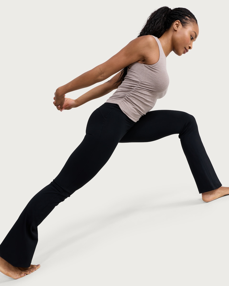 image 1 of F&F Active ULTRASTRETCH Ribbed Ruched Vest in Mink