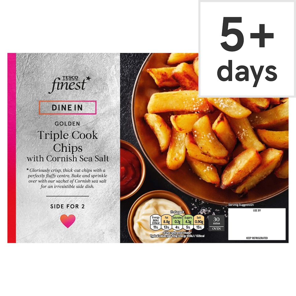 Tesco Finest Dine In Triple Cook Chips with Cornish Sea Salt 400g