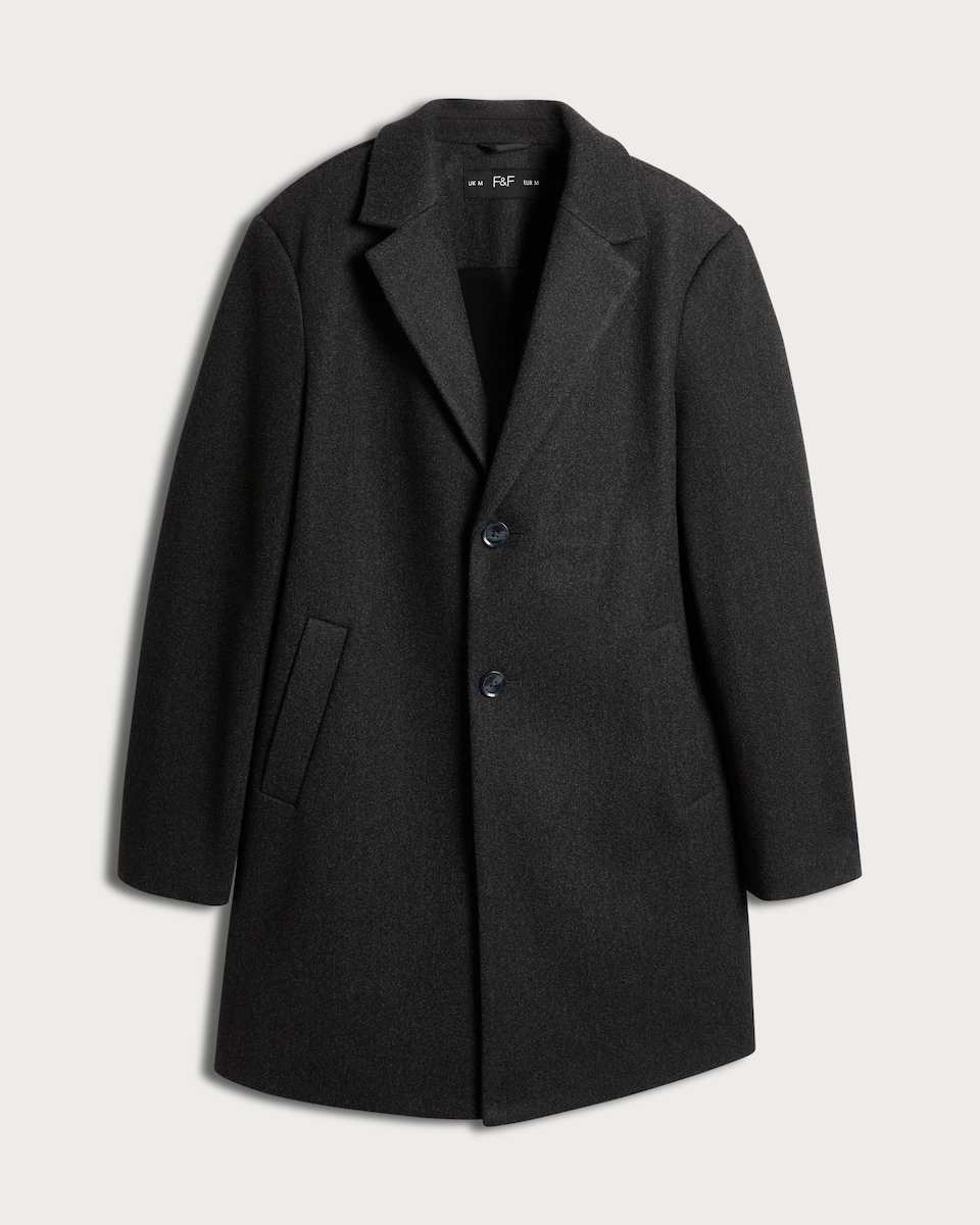 image 1 of F&F Single Breasted Side Pocket Coat in Grey