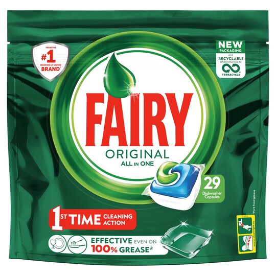 Fairy All In One Dishwasher Original 29 Tablets 391G Tesco Groceries