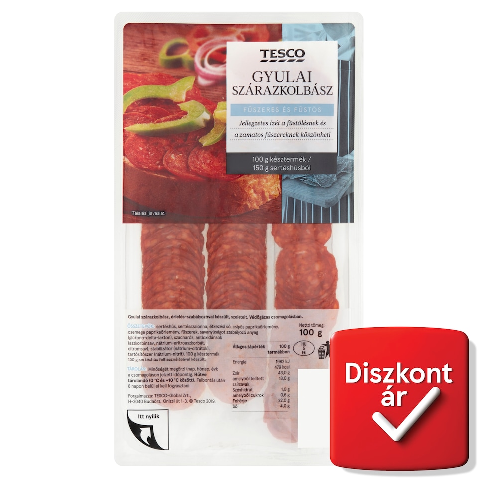 Tesco gyulai szeletelt szárazkolbász 100 g