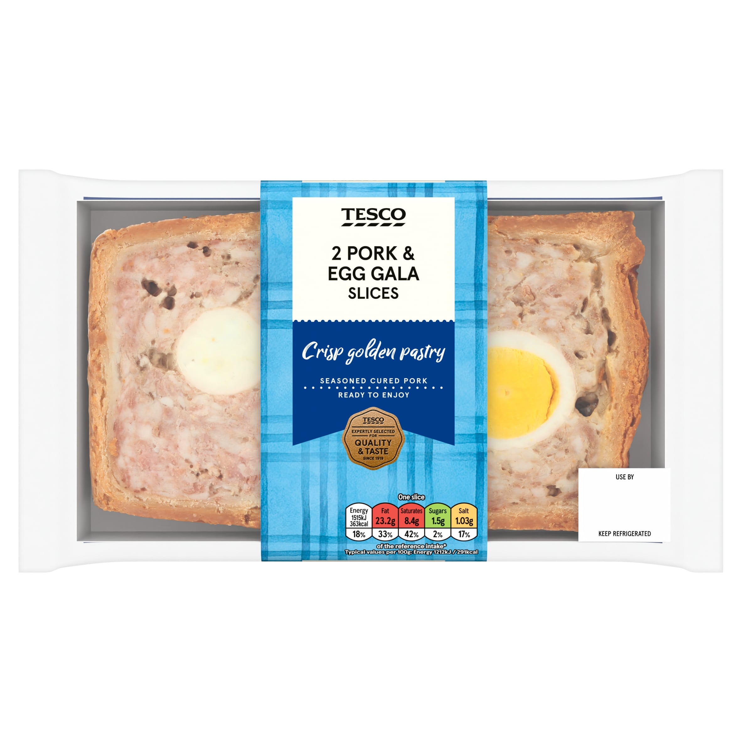 Tesco 2 Pork & Egg Gala Pork Pie Slices 250G