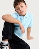 image 3 of F&F Boys Cotton Rich Textured Zip Neck Polo Shirt in Blue