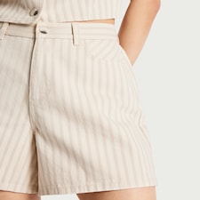 F&F Pure Cotton Striped Denim Shorts in Tan