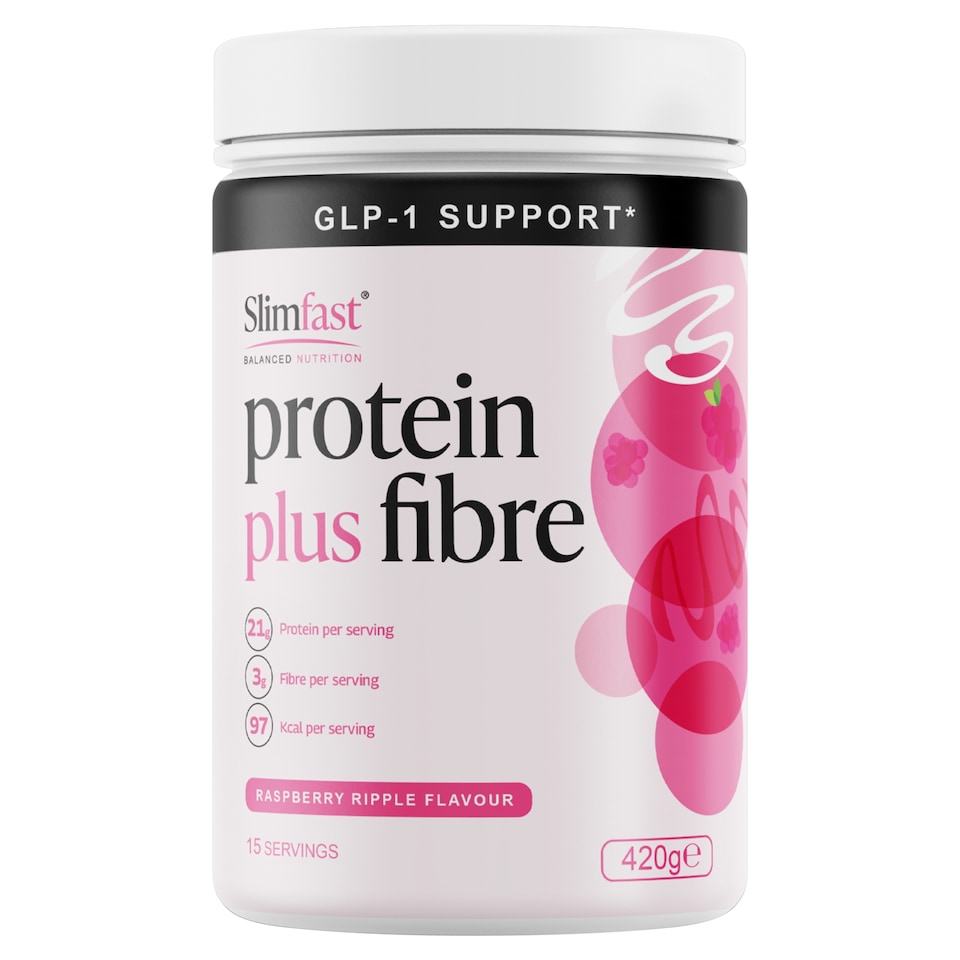 SlimFast Protein Plus Fibre Raspberry Ripple Flavour 15 Servings 420g.