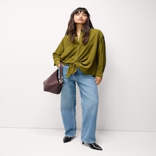 F&F Knot Front Shirt in Olive