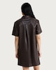 image 3 of F&F Faux Leather Short Sleeved Shirt Dress in Brown
