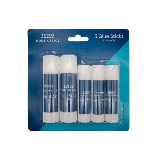 Tesco Glue Stick Multi Pack 2X20g Plus 3X10g Tesco Groceries
