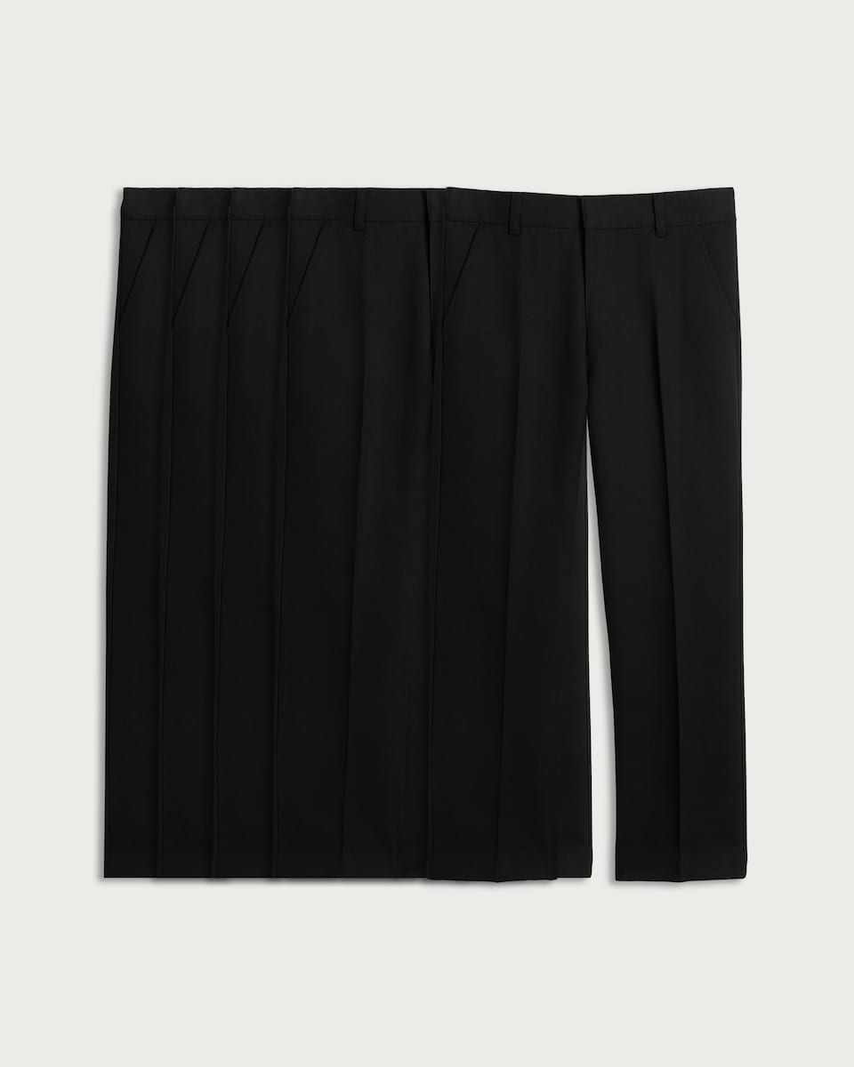 image 1 of F&F School Boys 5-Pack Regular Fit Trousers in Black