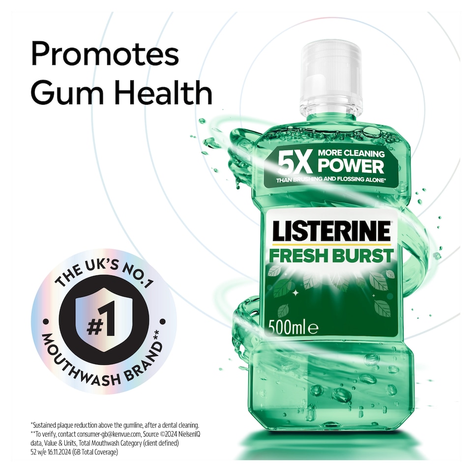 image 1 of Listerine Fresh Burst Antibacterial Mouthwash 500ml
