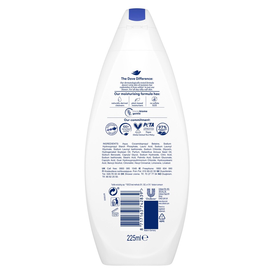 image 1 of Dove Deeply Nourishing Body Wash Shower Gel 225ml