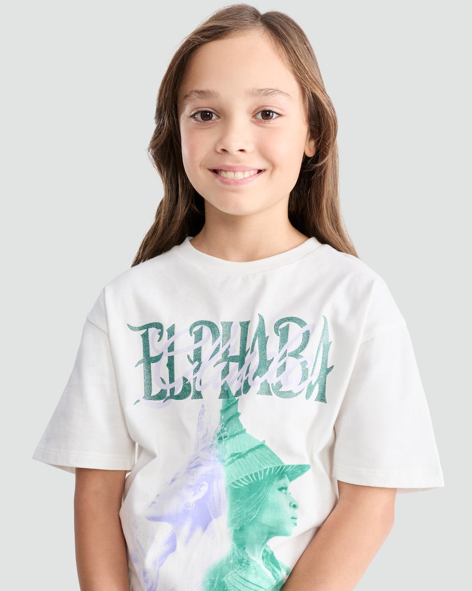 image 1 of Wicked Pure Cotton Elphaba Print T-Shirt in White