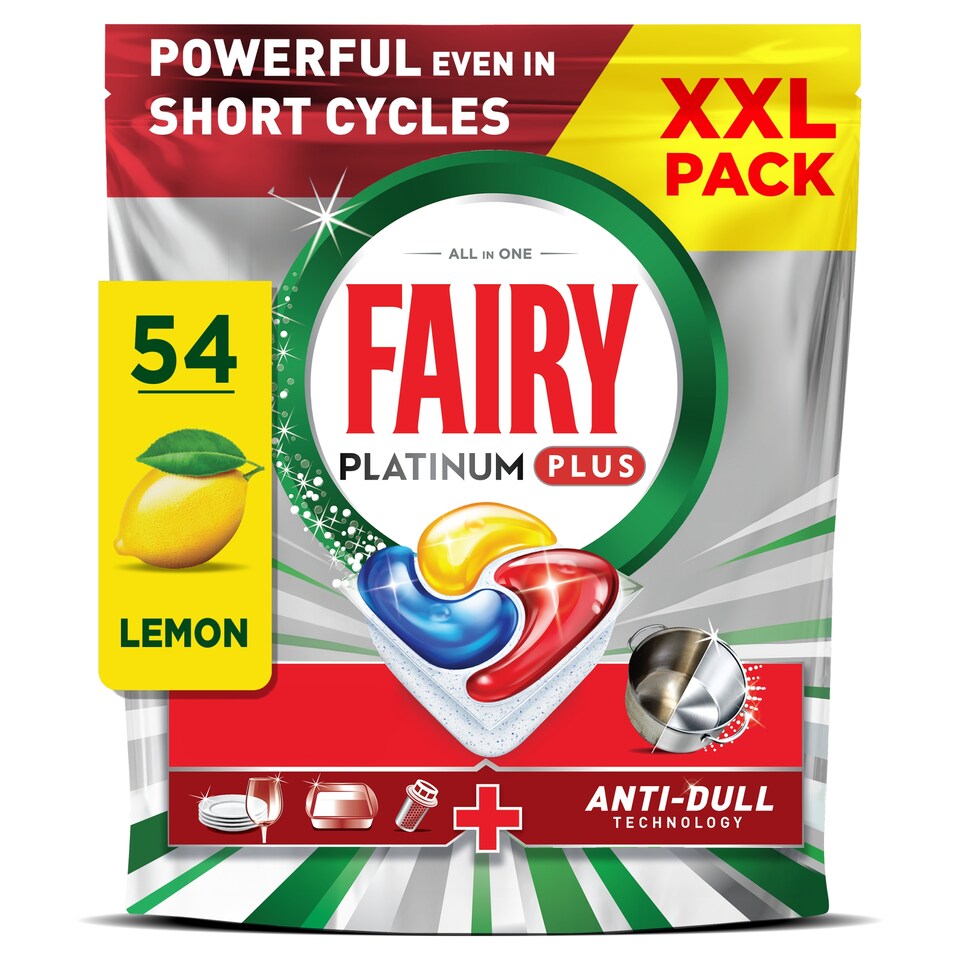 image 1 of Fairy Platinum Plus All In One Lemon XXL Pack 54 Dishwasher Tablets 838g