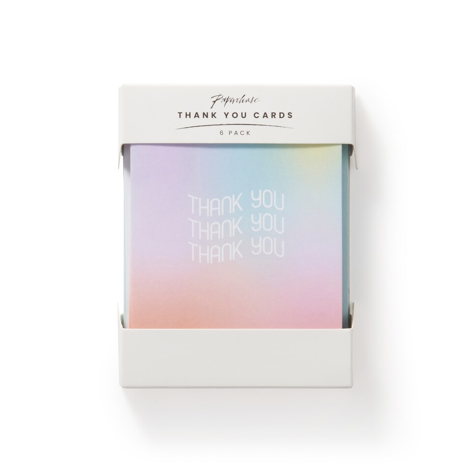 image 1 of Paperchase Ombre 6 Pack 'Thank You' Cards