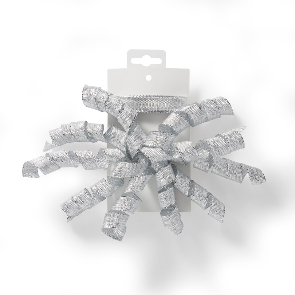 image 1 of Paperchase Happy Space Silver Curly Bow & Ribbon