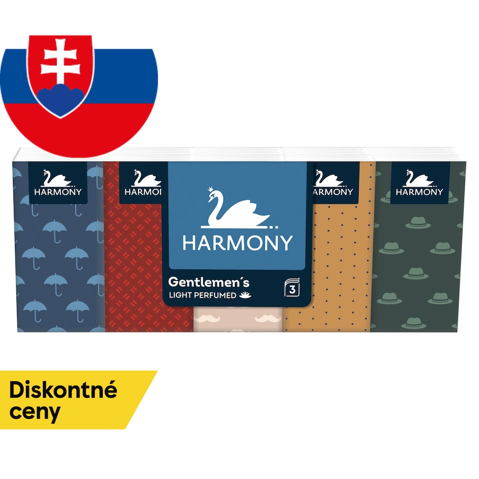 Harmony Gentlemen's Light Perfumed papierové vreckovky 3 vrstvy 10 x 10 ks