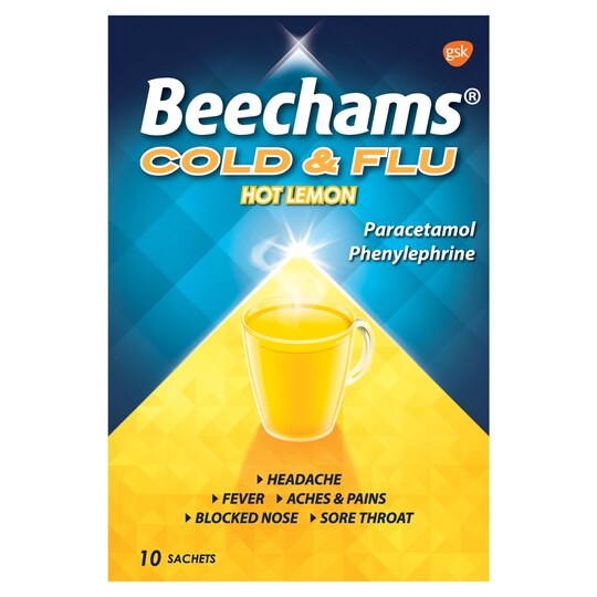 BEECHAMS COLD AND FLU HOT LEMON 10S Tesco Groceries