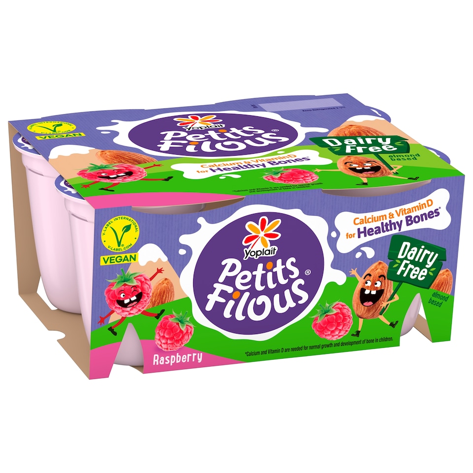image 1 of Petits Filous Raspberry Dairy Free Kids Yoghurt Pots 4x95g