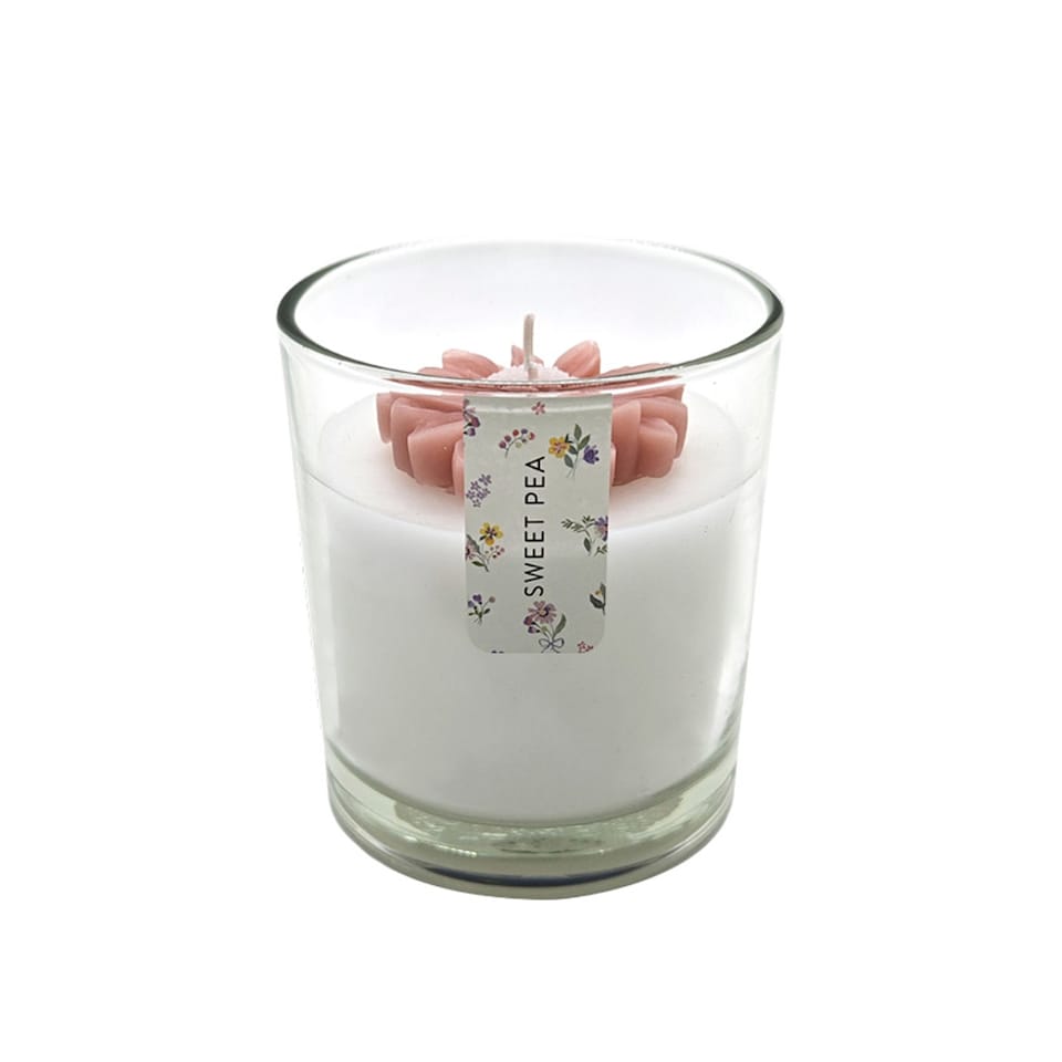 image 1 of F&F Home Sweet Pea Floral Wax Inclusion Candle 260g Assorted