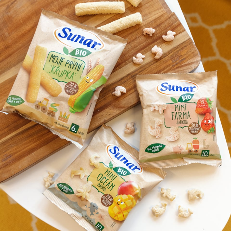 Obrázek 1 pro produkt Sunar BIO dětské křupky mini farma jahoda 10m+, 18g 