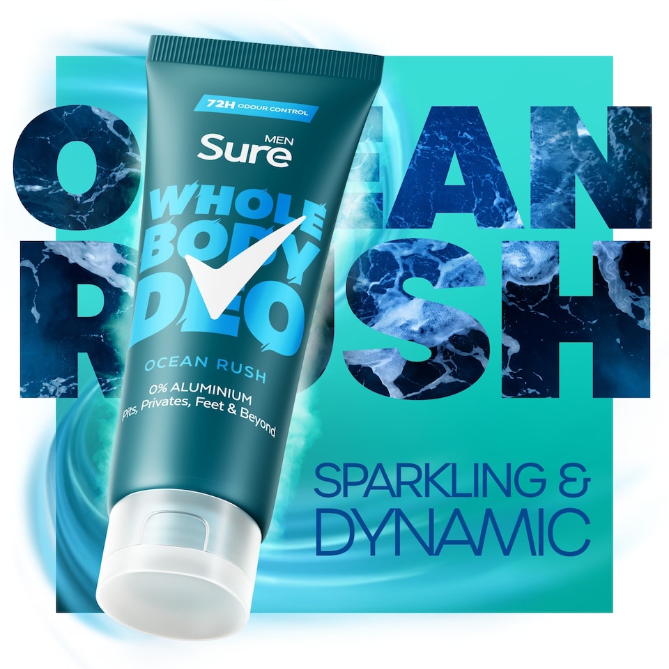 image 1 of Sure Men Ocean Rush Whole Body Deodorant Cream 72h Odour Control 75ml