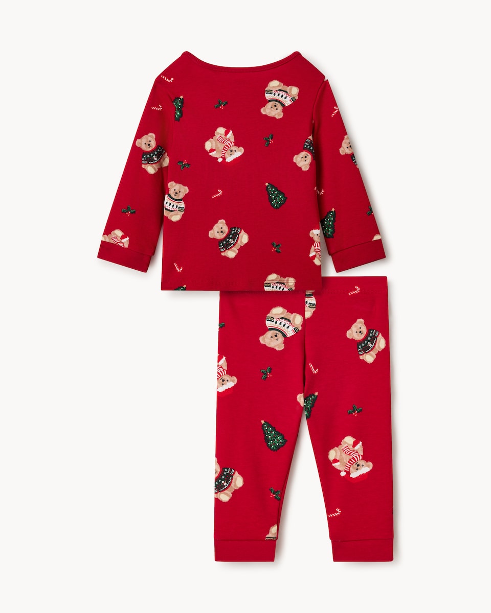 image 1 of Christmas Baby Pure Cotton Festive Bear Matching Family Pyjama Set in Red