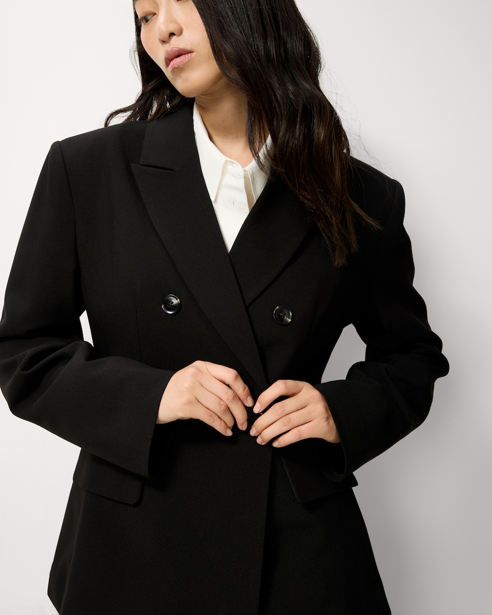 image 1 of F&F Double Breasted Cinched Blazer in Black
