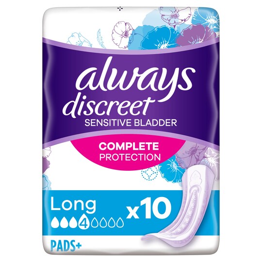 Always Discreet Long Incontinence Pads 10 Pack Tesco Groceries
