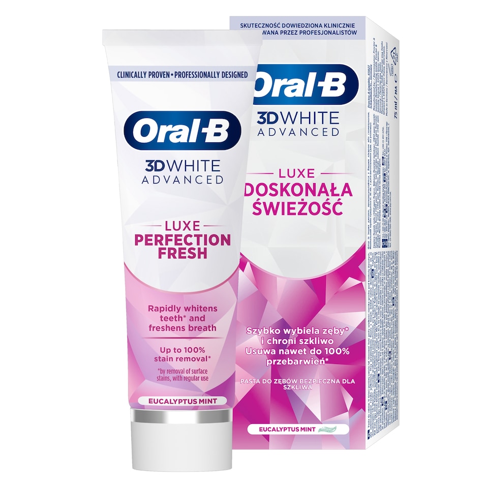 Oral-B 3D White Advanced Luxe Perfection Fresh Fogkrém, Eukaliptusz és Menta 75 ml  1. kép