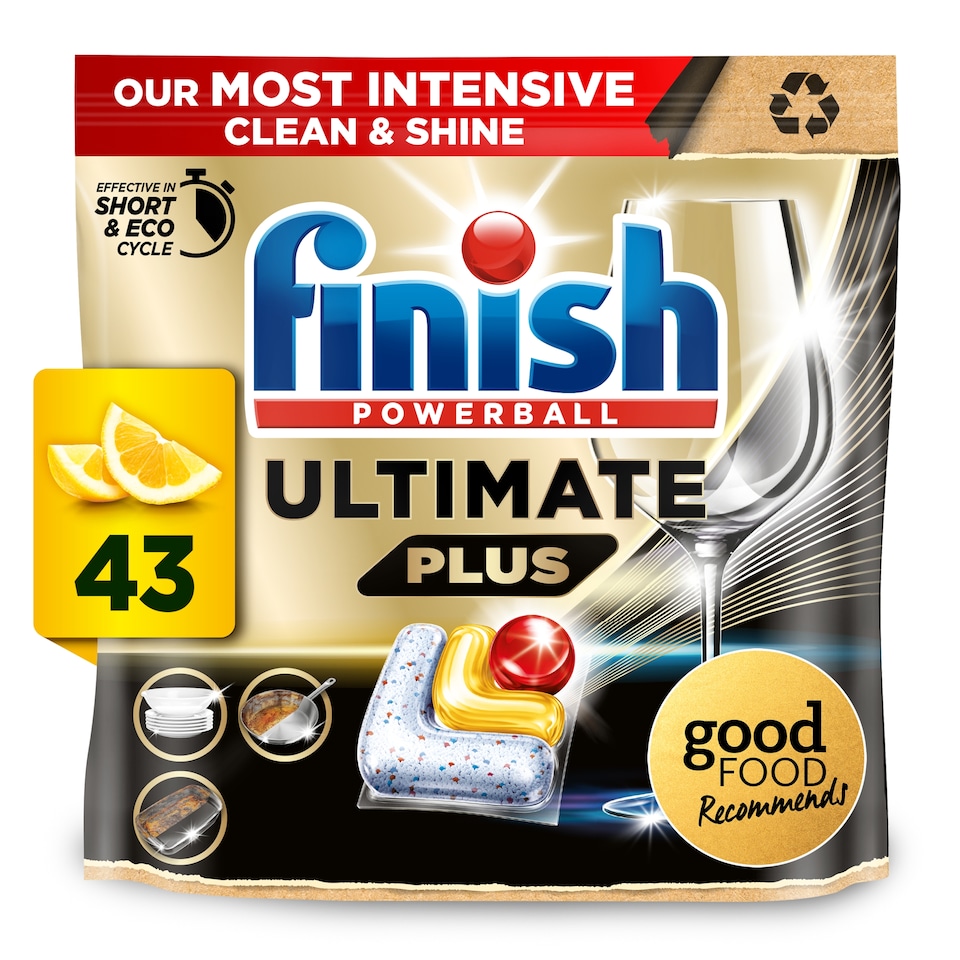 image 1 of Finish Ultimate Plus All in One Dishwasher Tablets 43 Lemon Sparkle 524.6g