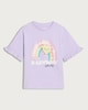 image 4 of F&F Girls Pure Cotton Rainbow Love Frill Sleeved T-Shirt in Multi