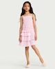 image 2 of F&F Girls 2-Piece Smocked Vest and Tiered Skirt Set in Multi Pink