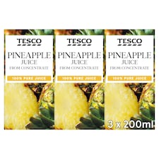 Tesco Pineapple Juice 3X200ml