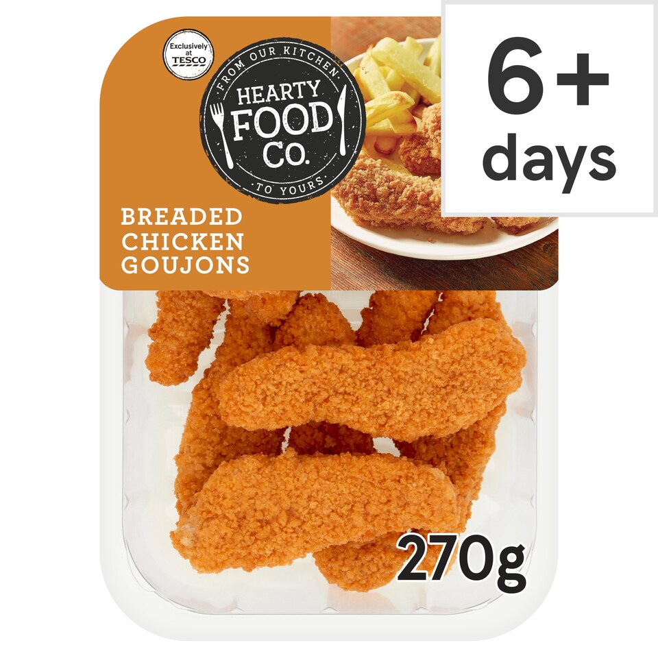 Hearty Food Co. Breaded Chicken Goujons 270G Tesco Groceries