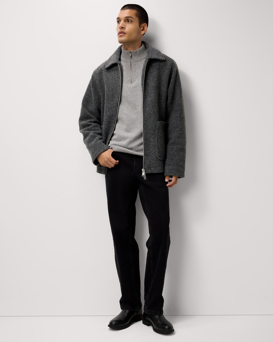image 1 of F&F Textured Zip Through Jacket in Grey