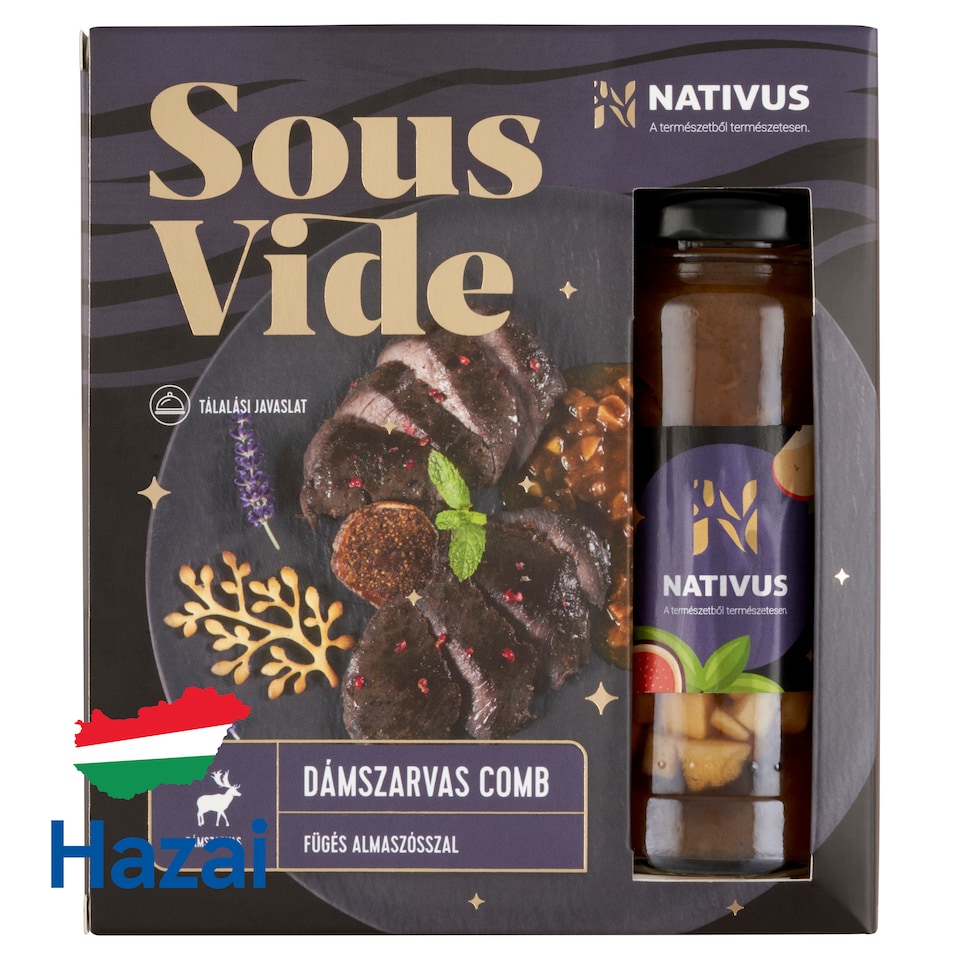 Nativus dámszarvas comb fügés almaszósszal