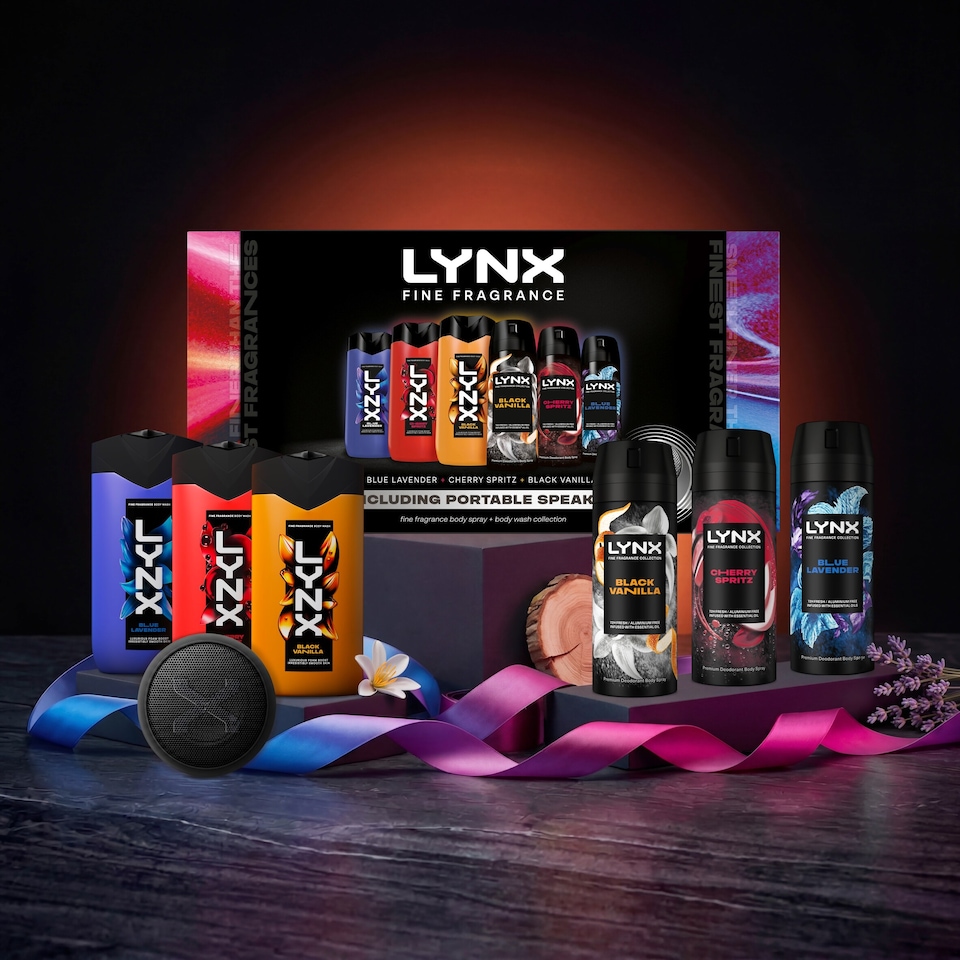 image 1 of Lynx Fine Fragrance Bodyspray & Bodywash Collection with Speaker Gift Set