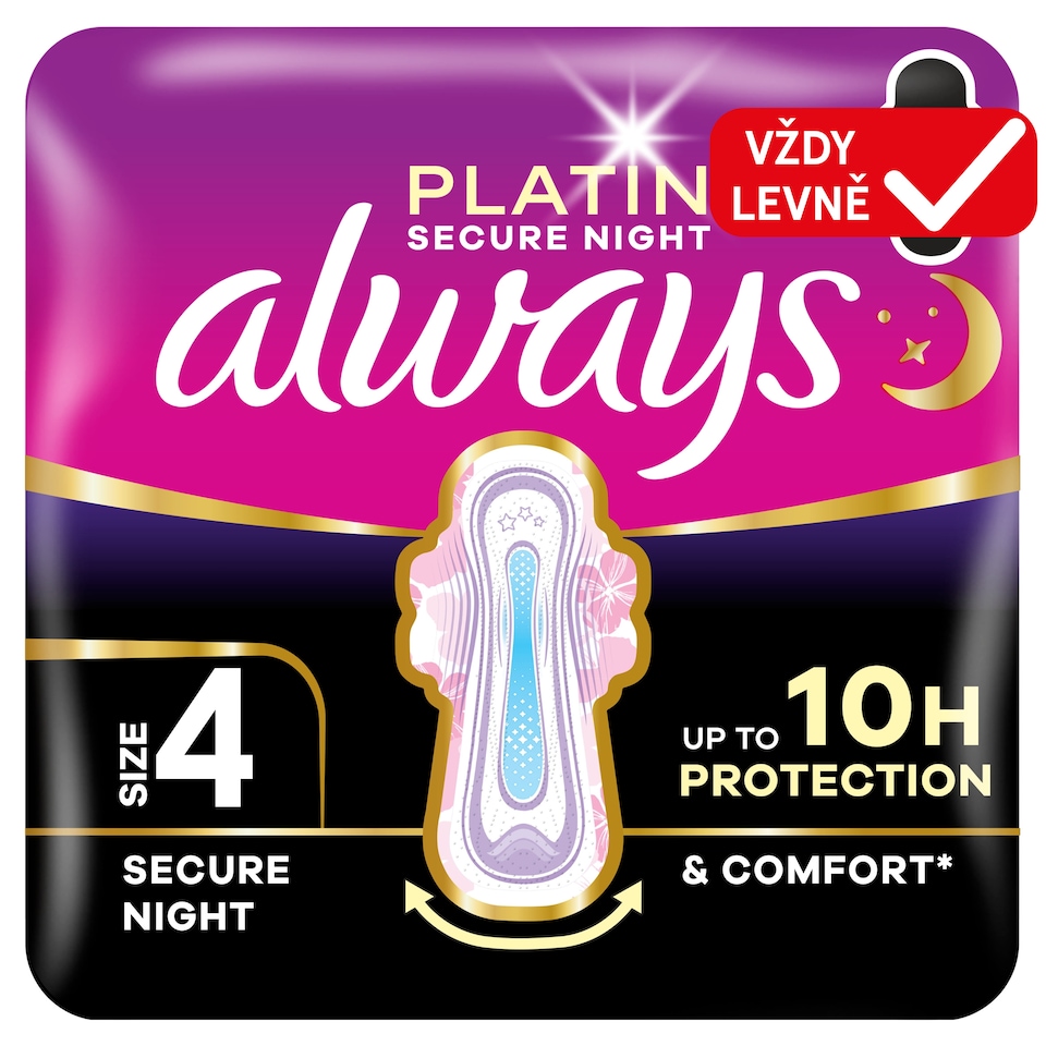 image 1 of Always Platinum Sanitary Towels Secure Night (Size 4) 20 Pads