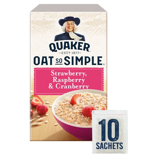 Quaker Oat So Simple Strawberry Raspberry Porridge 10 X 33.9G Tesco